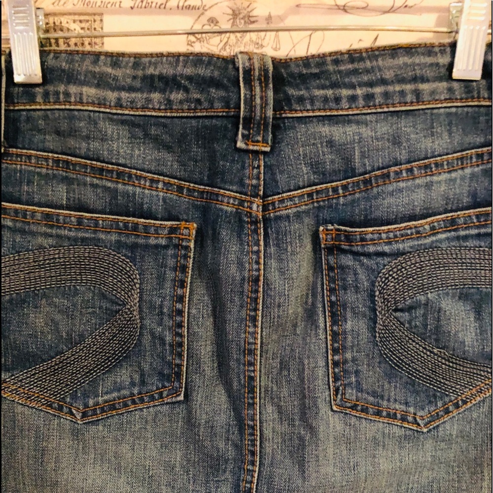 Pure Color Boutique Denim Midi Skirt NWT Dark Wash Jean Skirt Vogue - Picture 6 of 15